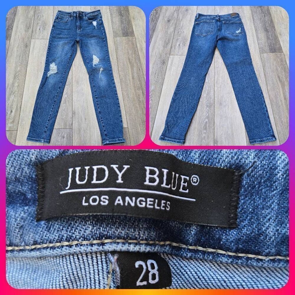 Judy Blue Distressed Ripped skinny jeans size 28 high waisted STYLE# JB88322